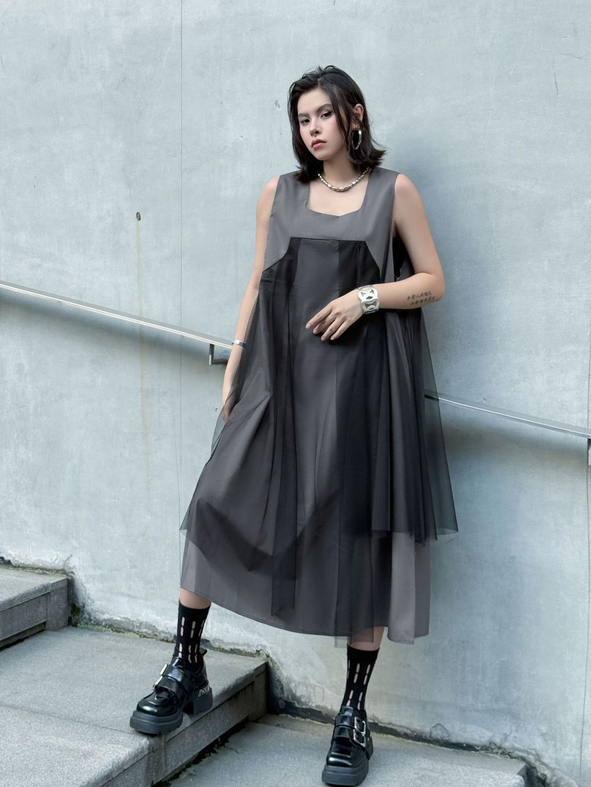 Black tulle layered dress 