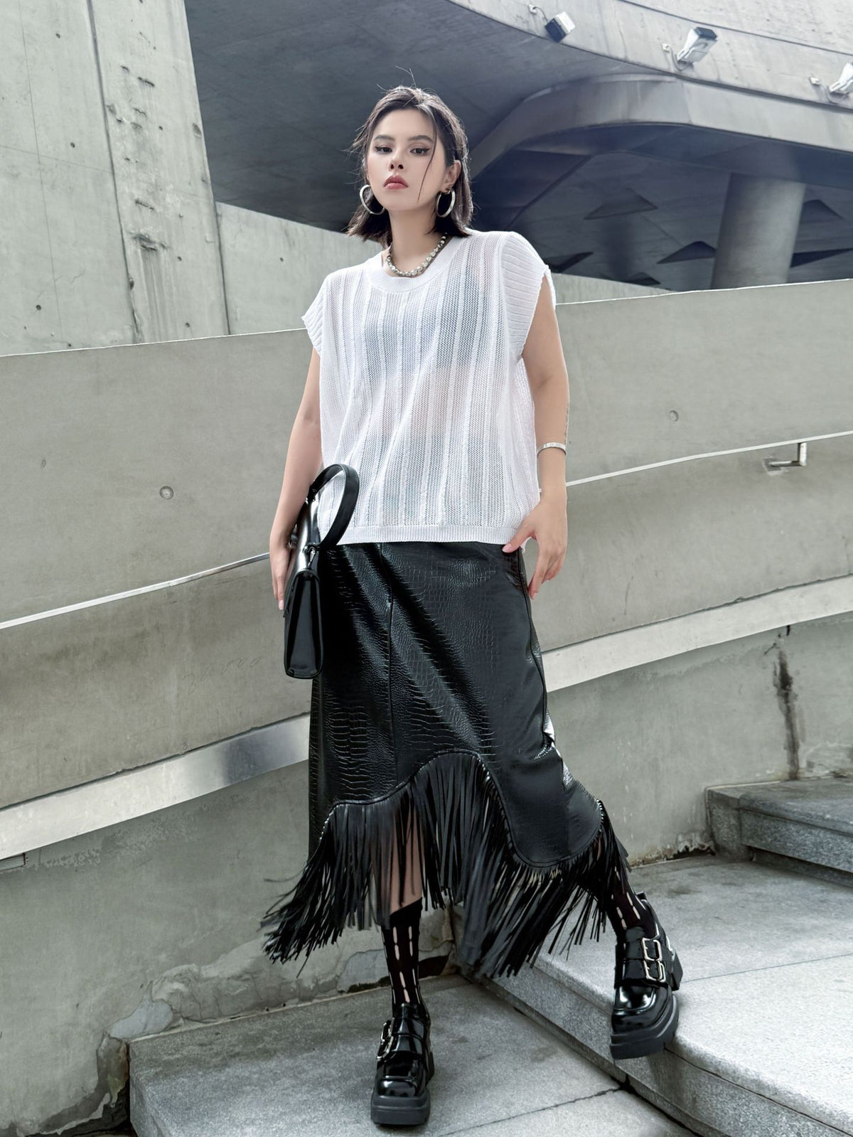 Back lace-up knit top 