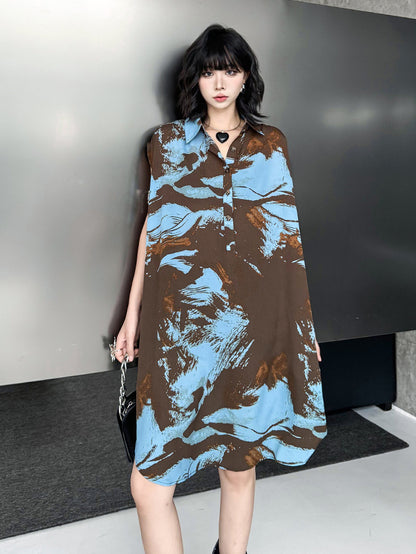 Brushed Art Color Shirt Dress 