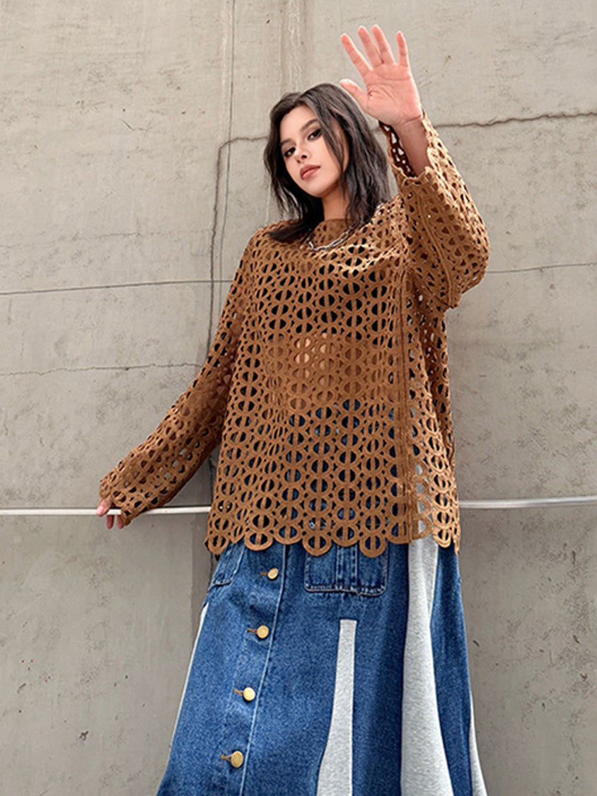 Mesh stitch top and skirt