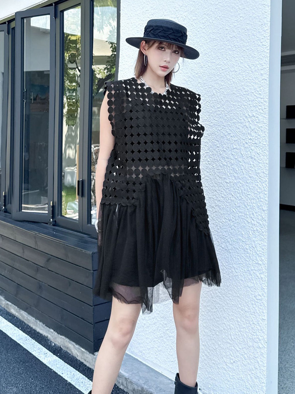 Hole Layered Tulle Dress 