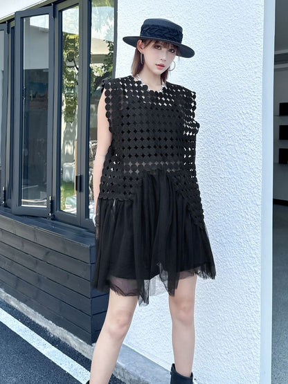 Hole Layered Tulle Dress 