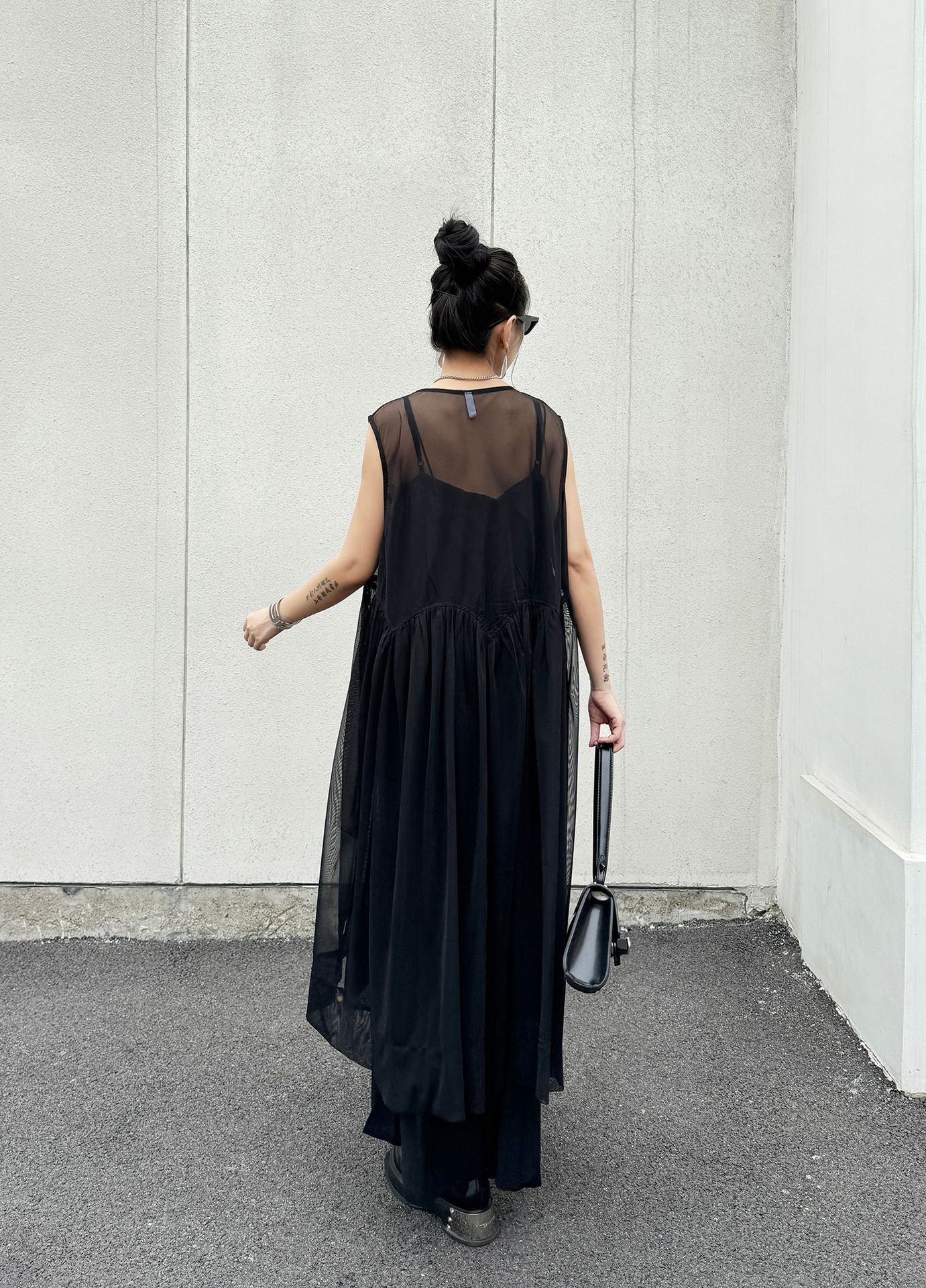 Sheer Black Layered Dress 