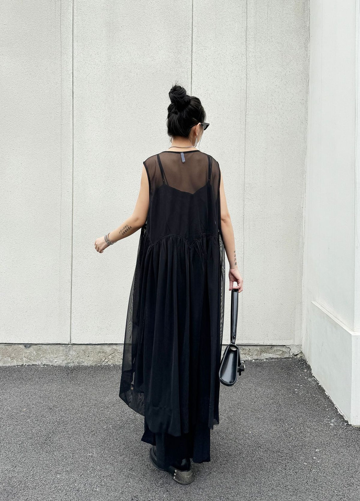 Sheer Black Layered Dress 