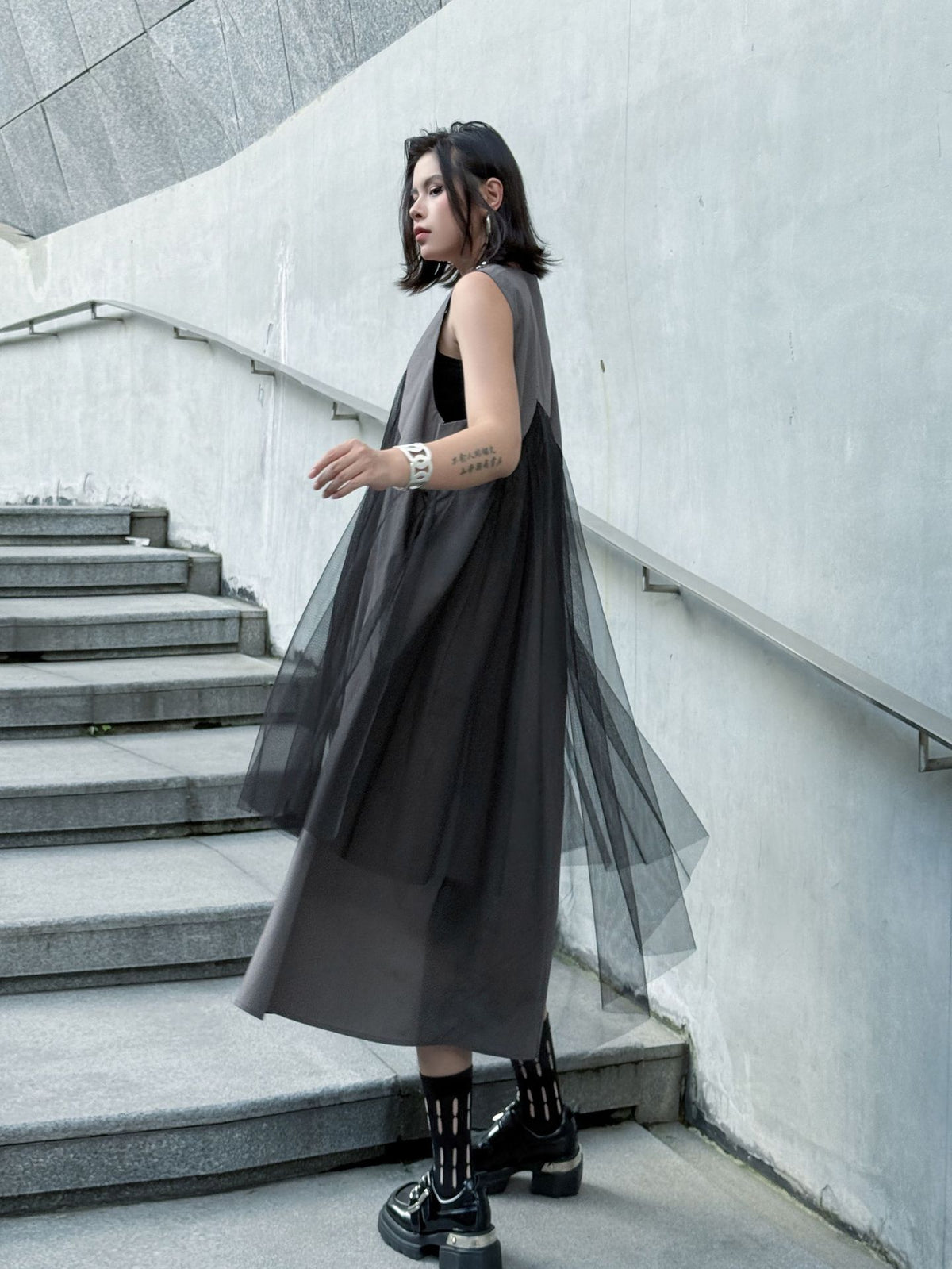 Black tulle layered dress 
