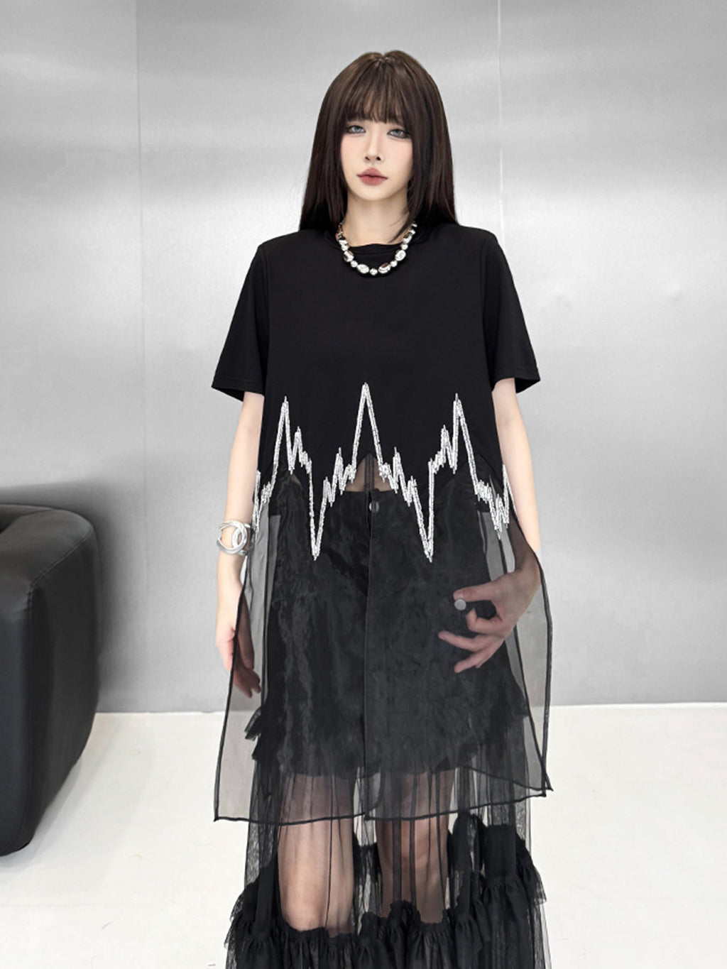 sheer graphic top 