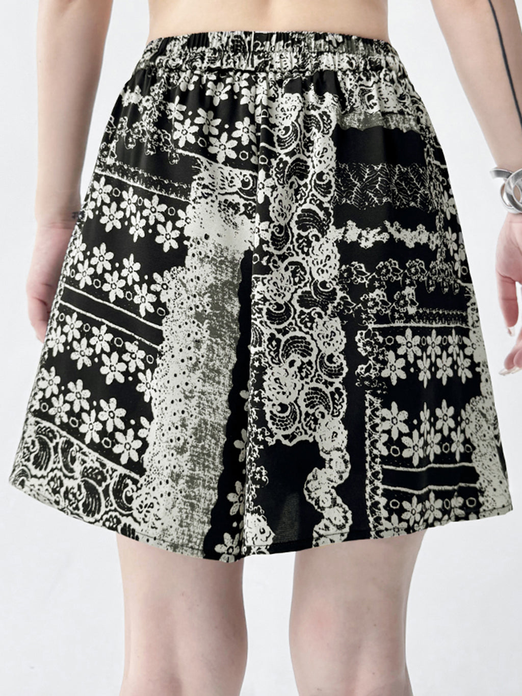Black lace sheer top and shorts 