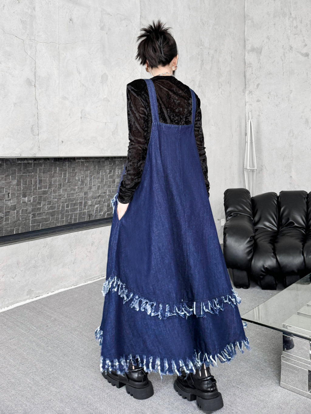 Scarf tie blouse and denim pants series 