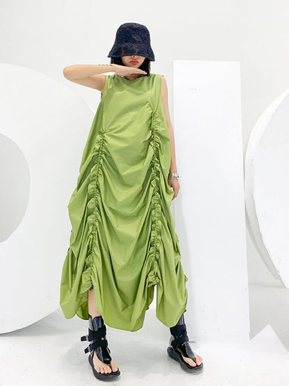 Gathered volume sleeveless dress