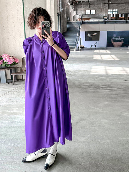 Balloon sleeve flared dress
