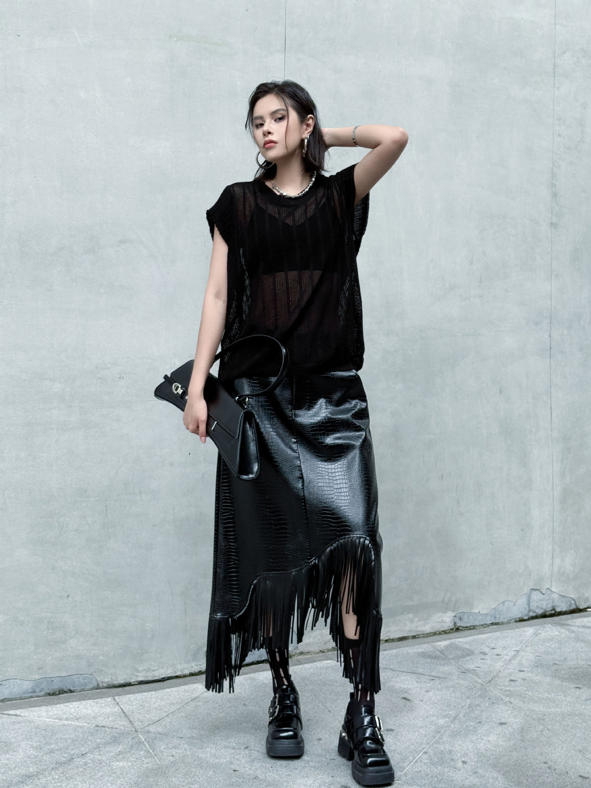 Back lace-up knit top 