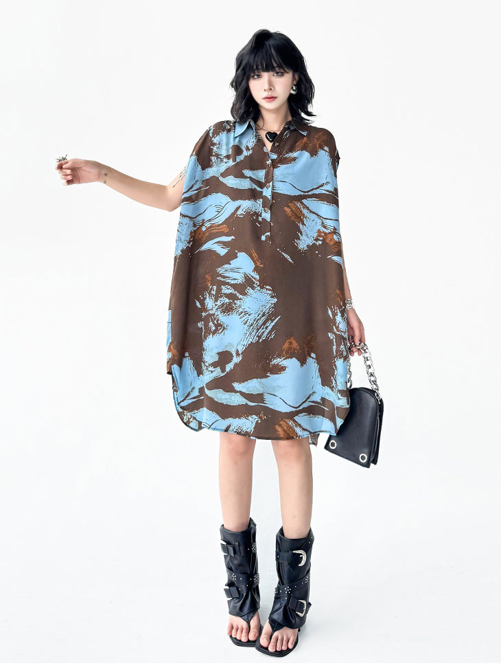 Brushed Art Color Shirt Dress 