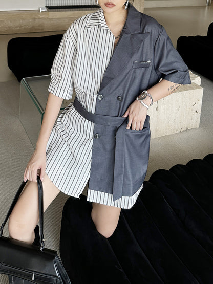 Half combination tailored shirt dress 