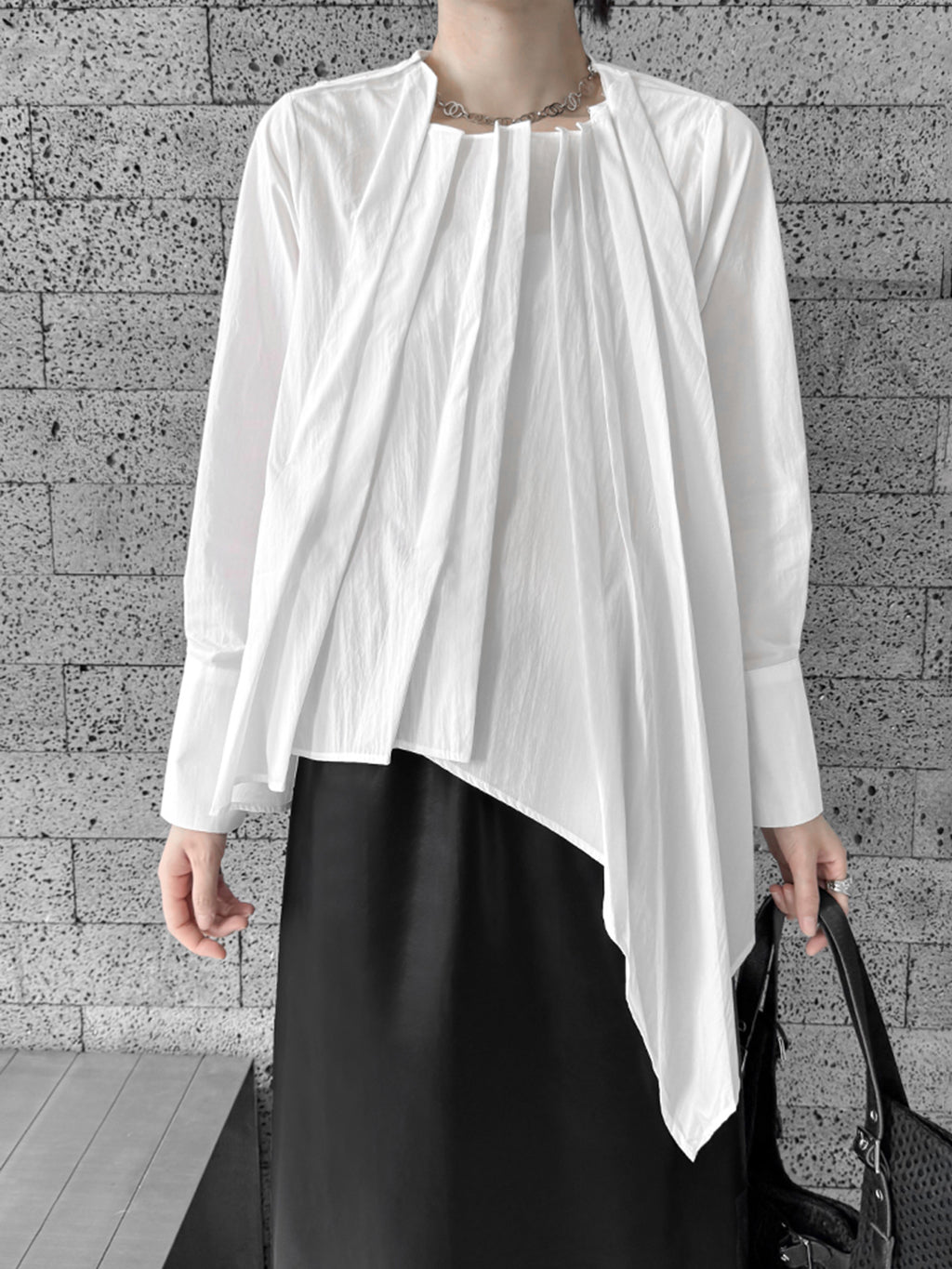 Scarf tie blouse and denim pants series 