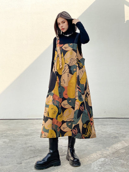 Graphic Art Suspender Dress 