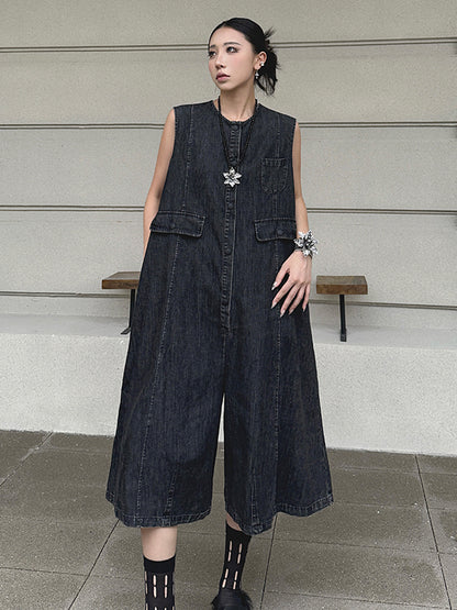 Black denim jumpsuit