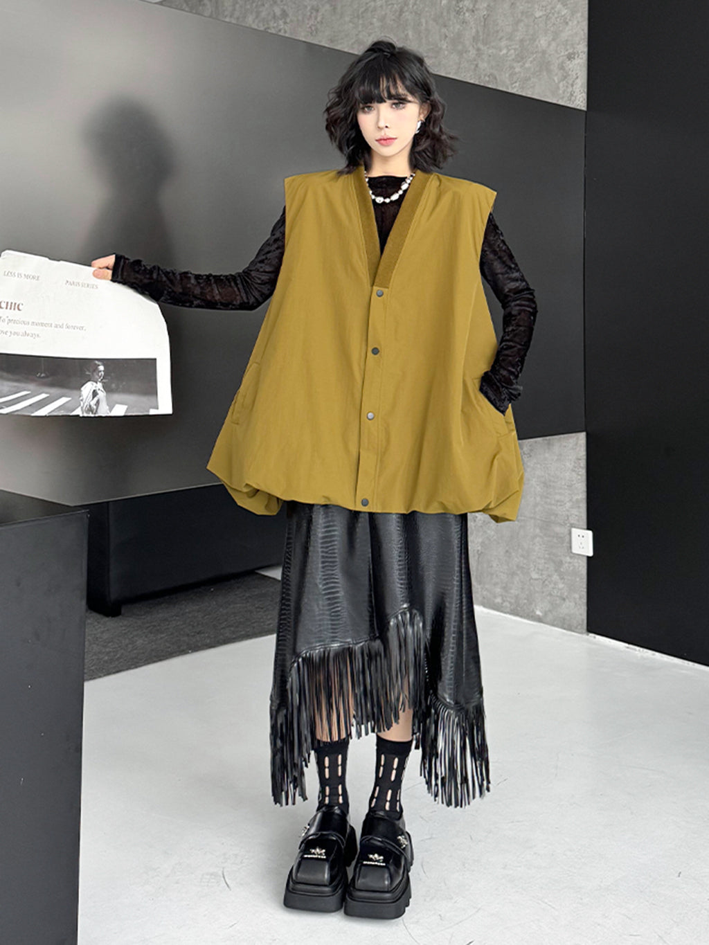 Scarf tie blouse and denim pants series 