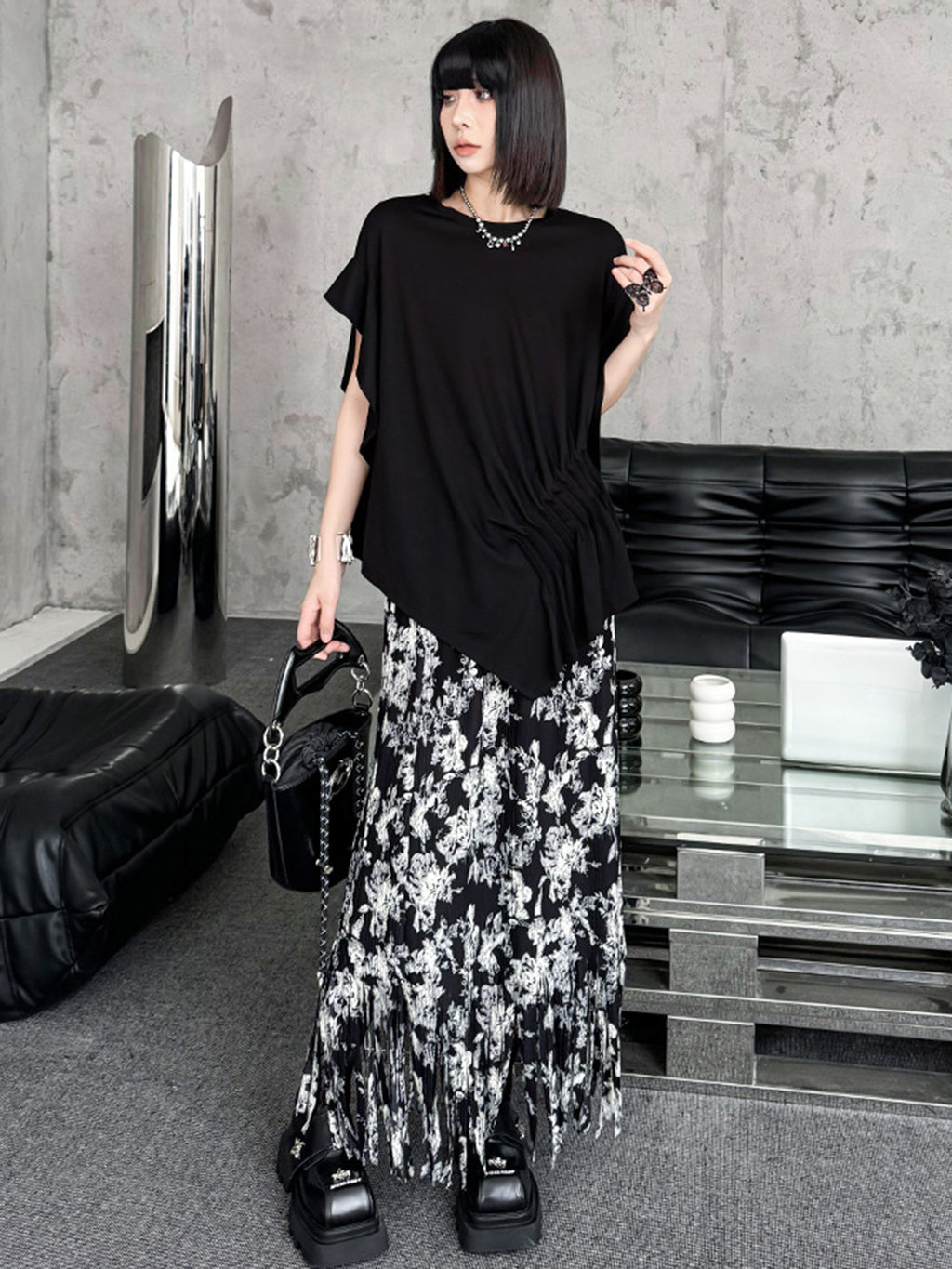 Shirred Art Drape Top 