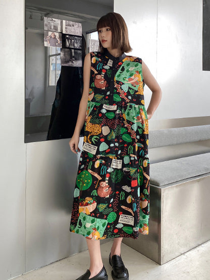 graphic sleeveless dress