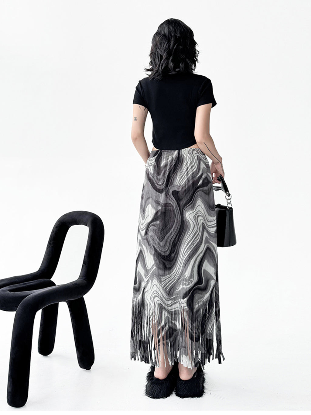 Fringe Marble Skirt 
