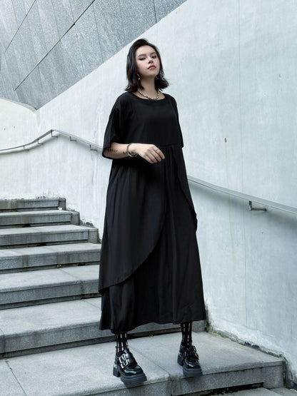 Front layered draped dress 