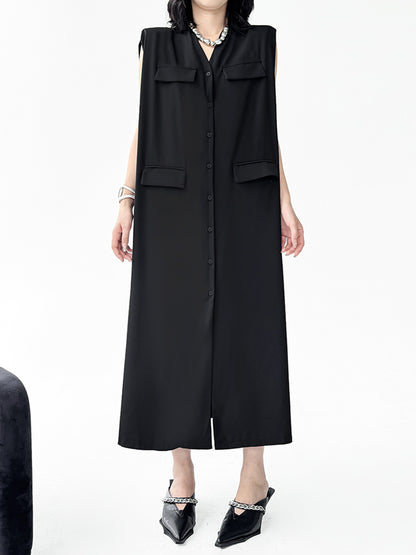 Pocket Detail Long Gilet Dress 