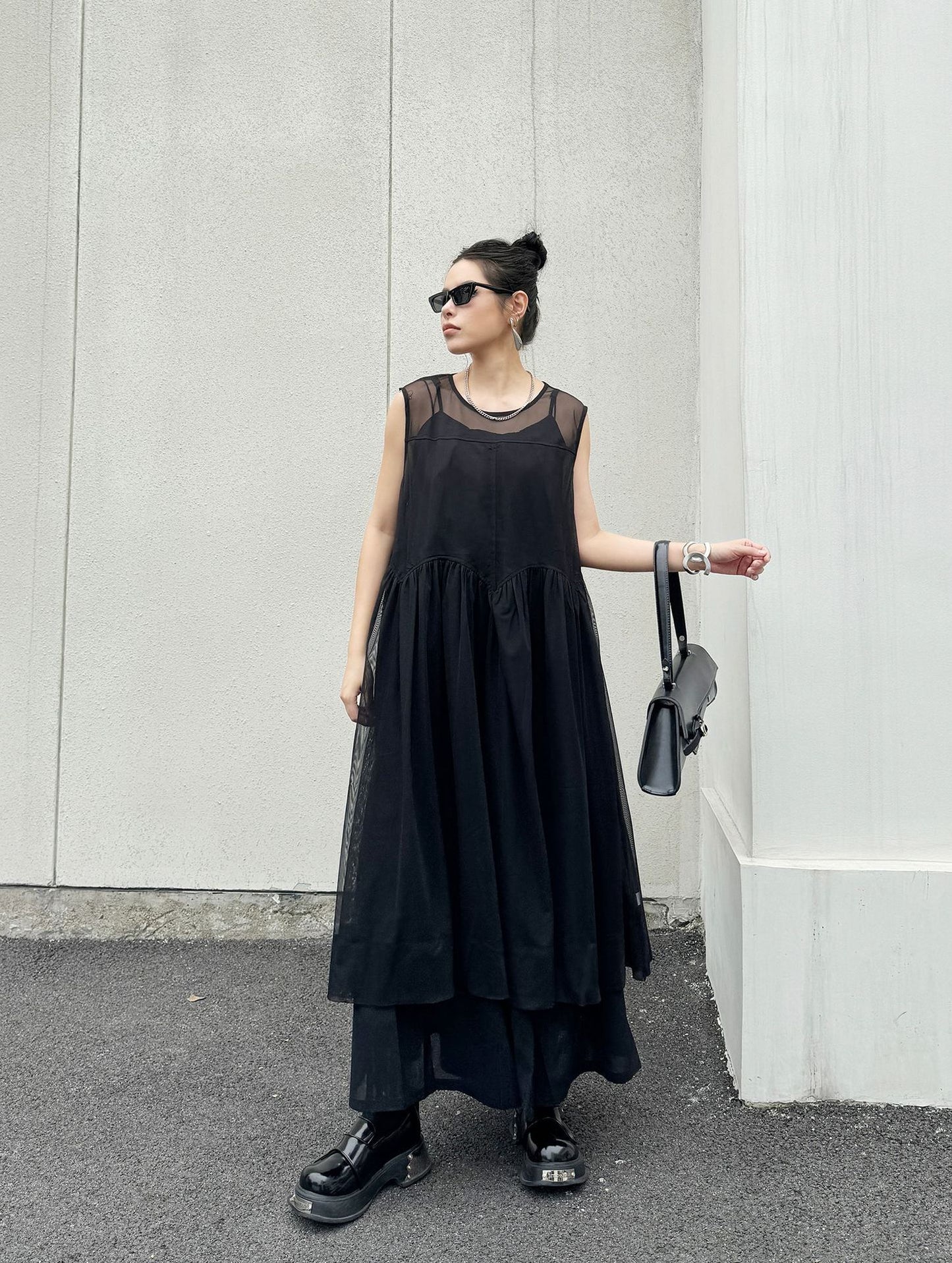 Sheer Black Layered Dress 