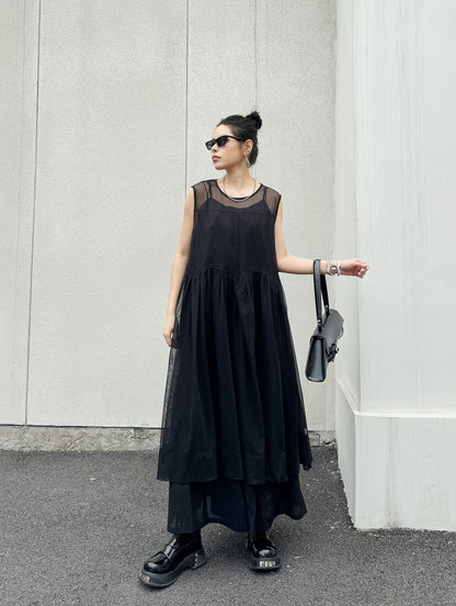 Sheer Black Layered Dress 