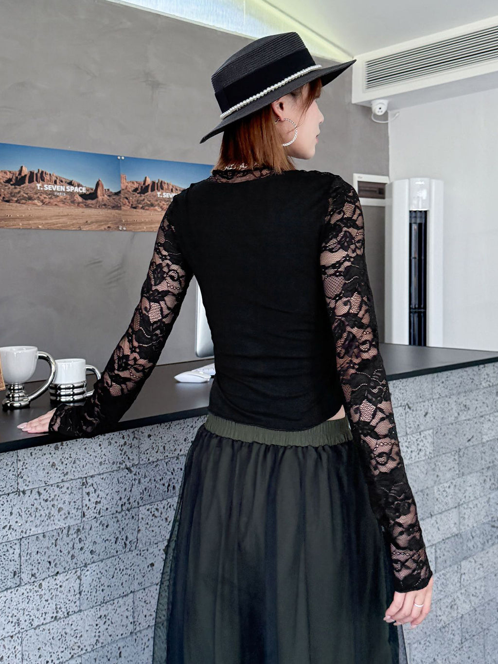 Belt Drape Lace Top 