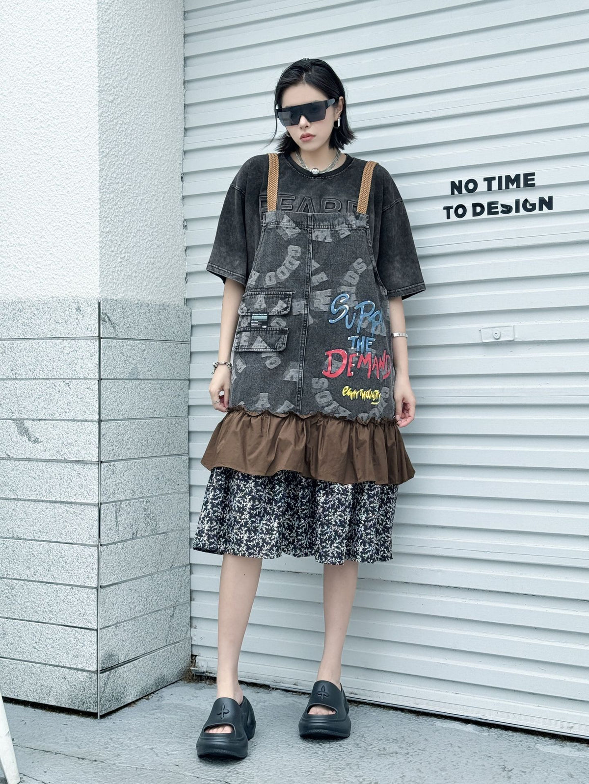 Scarf tie blouse and denim pants series 