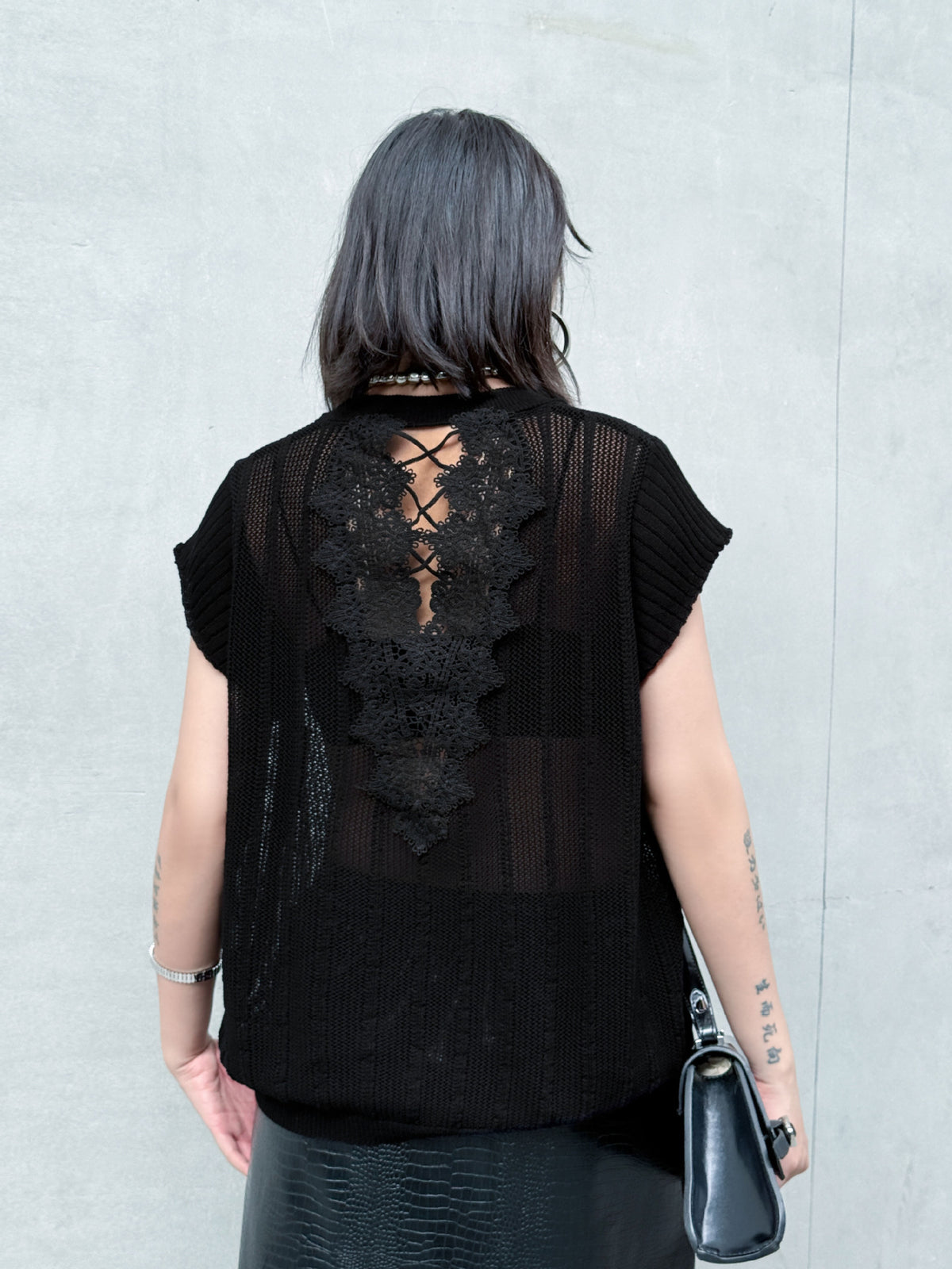 Back lace-up knit top 