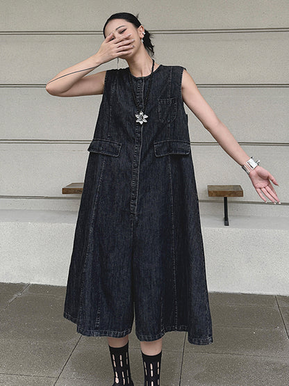 Black denim jumpsuit
