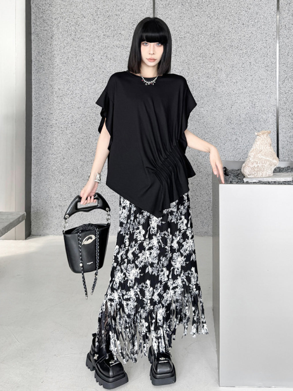 Shirred Art Drape Top 