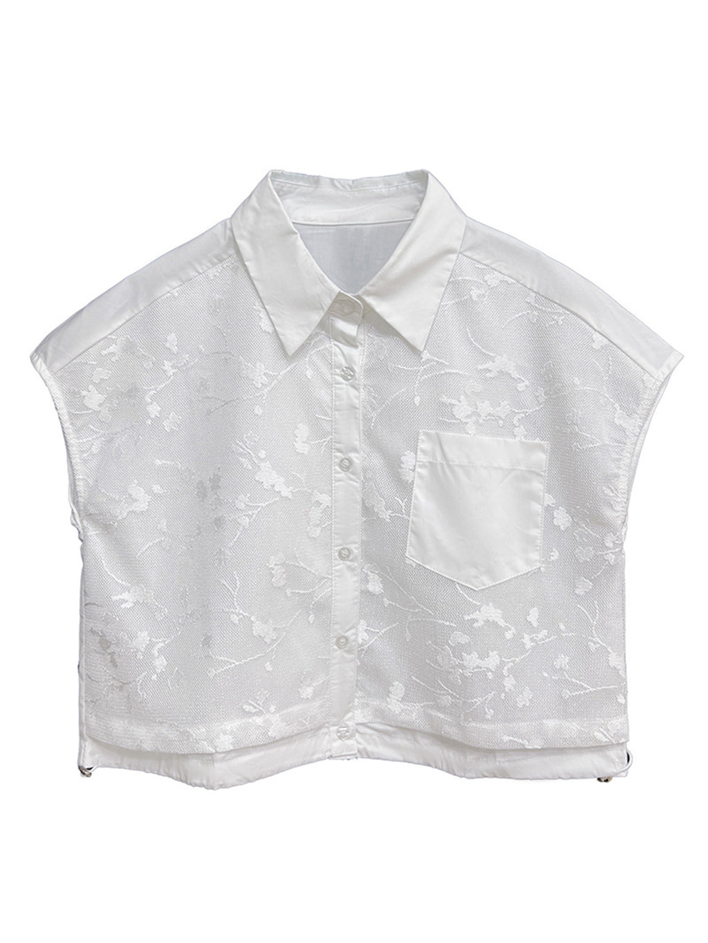 Flower jacquard cropped shirt