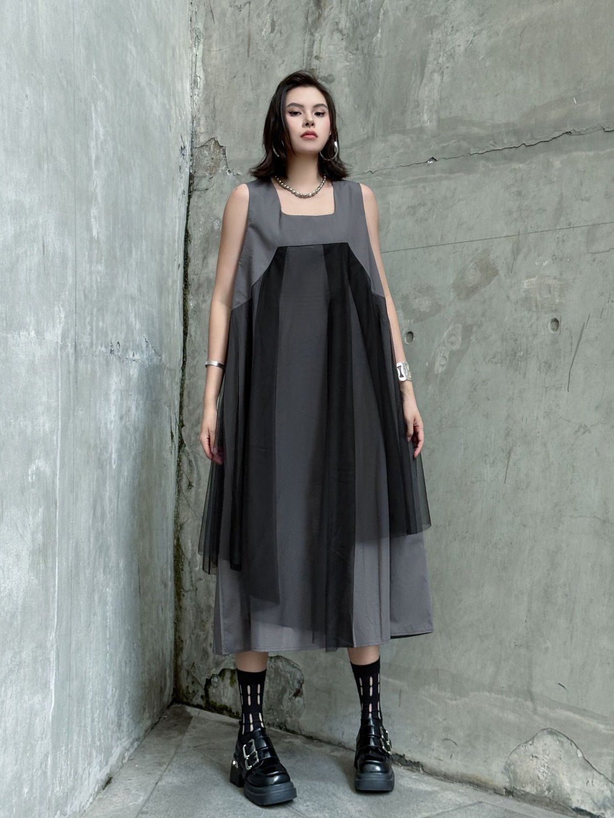 Black tulle layered dress 