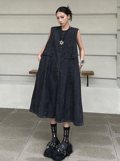 Black denim jumpsuit