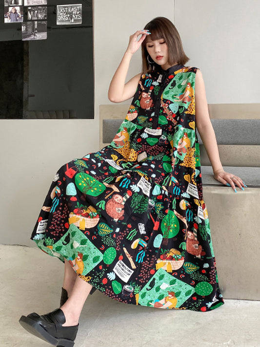 graphic sleeveless dress