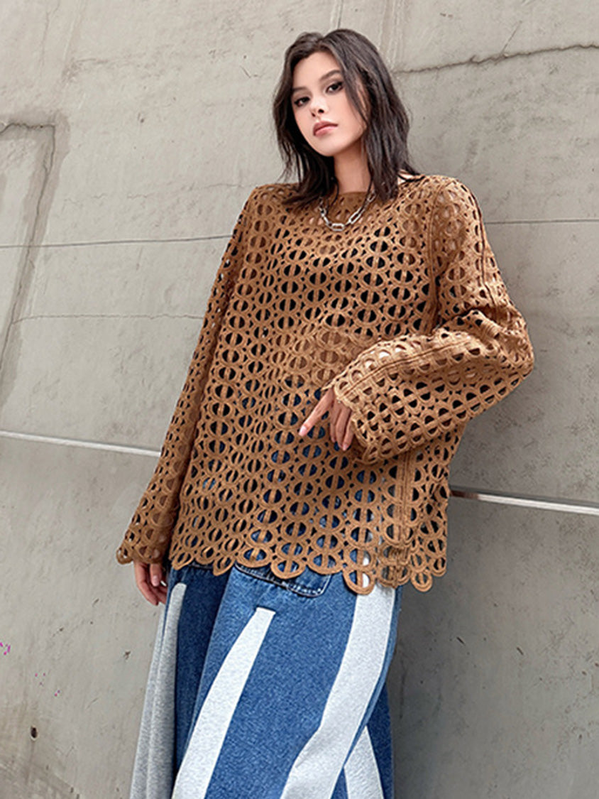 Mesh stitch top and skirt