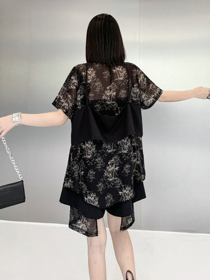 Scarf tie blouse and denim pants series 