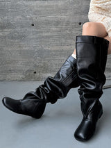 パンツディテールロングブーツ ブラック 着用写真20