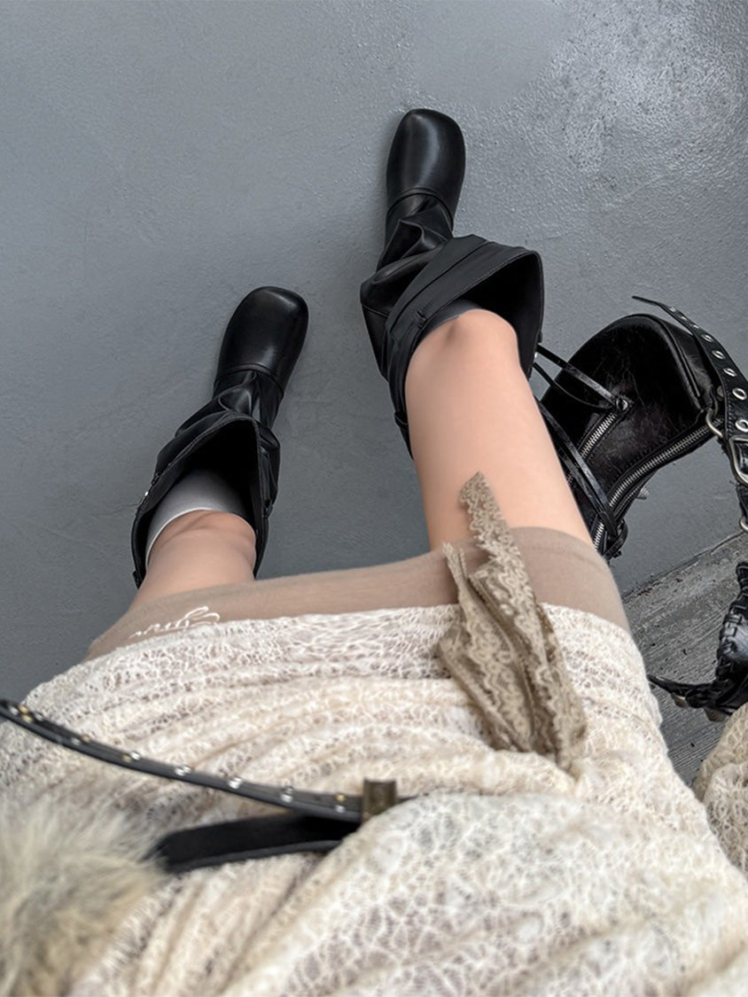 パンツディテールロングブーツ ブラック 着用写真21