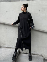 HTA-1158 ジップディテールハイネックロングワンピース 着用写真10
