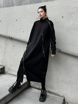 HTA-1158 ジップディテールハイネックロングワンピース 着用写真13