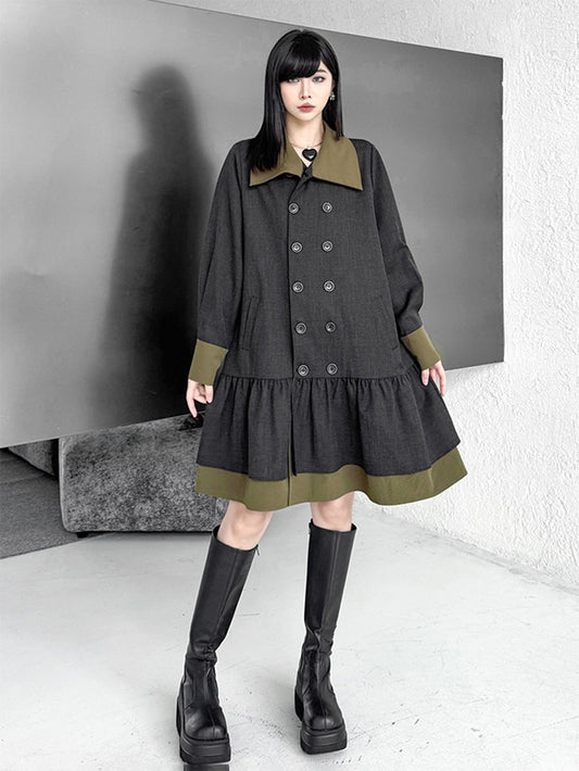 オリーブカラーダブルフレアドレス