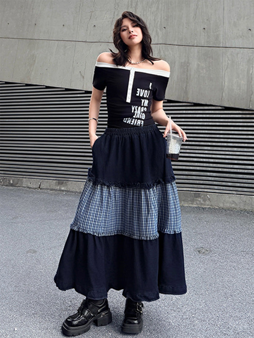 Mesh stitch top and skirt