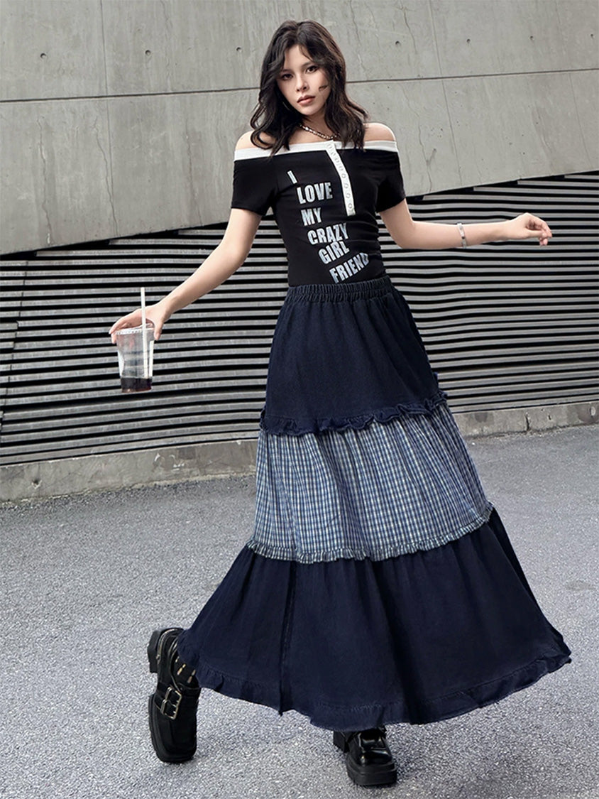 Mesh stitch top and skirt