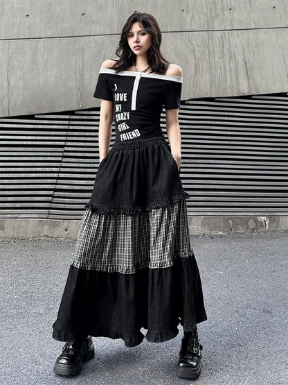 Mesh stitch top and skirt