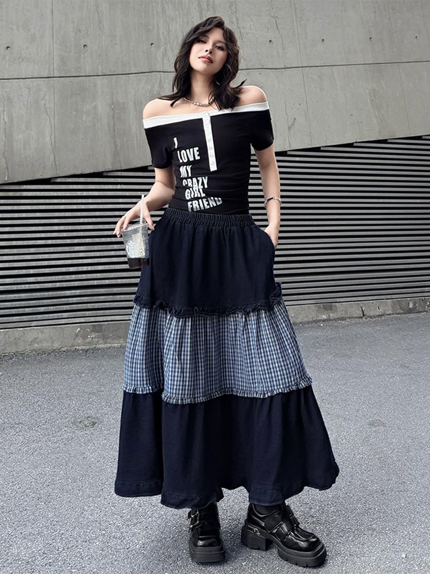 Mesh stitch top and skirt