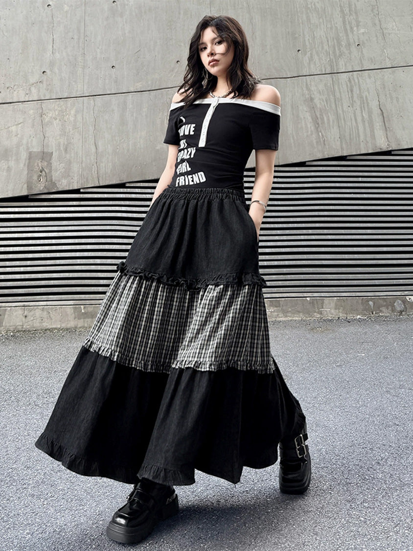 Mesh stitch top and skirt