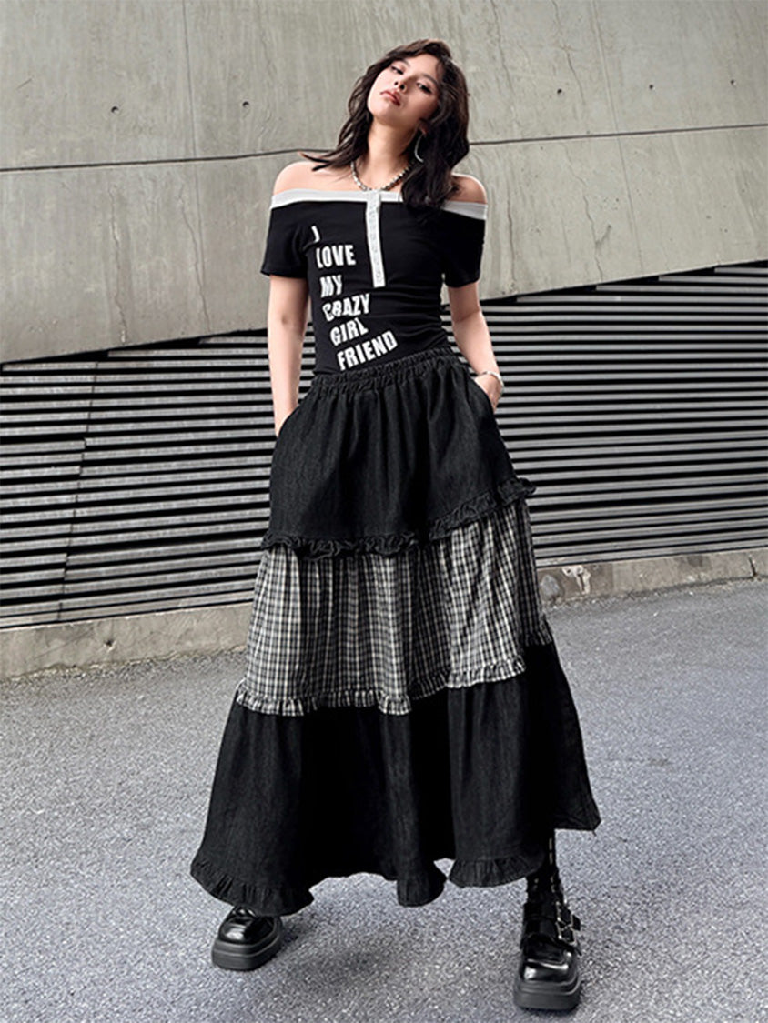 Mesh stitch top and skirt